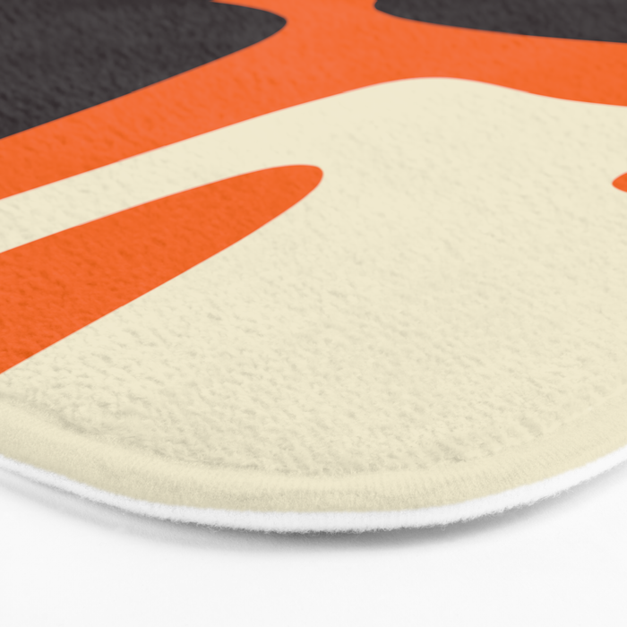 Mid Century Modern Mythos Abstract Black Orange Cream Bath Mat Gallery Image 3