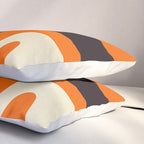 Mid Century Modern Mythos Abstract Black Orange Cream Pillow Sham Gallery Image 3