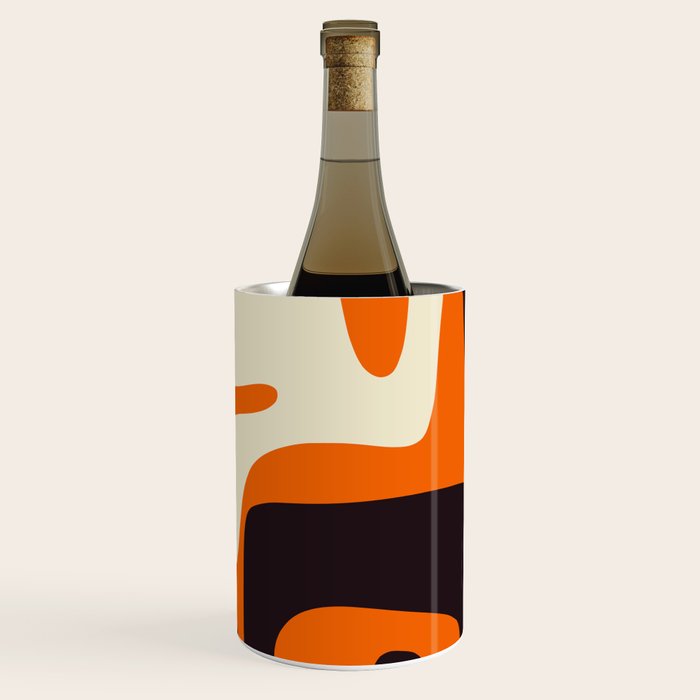 Mid Century Modern Mythos Abstract Black Orange Cream Wine Chiller Gallery Image 2