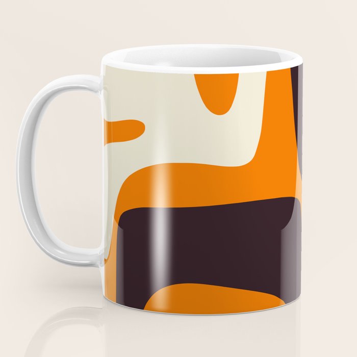 Mid Century Modern Mythos Abstract Black Orange Cream Coffee Mug Gallery Image 3