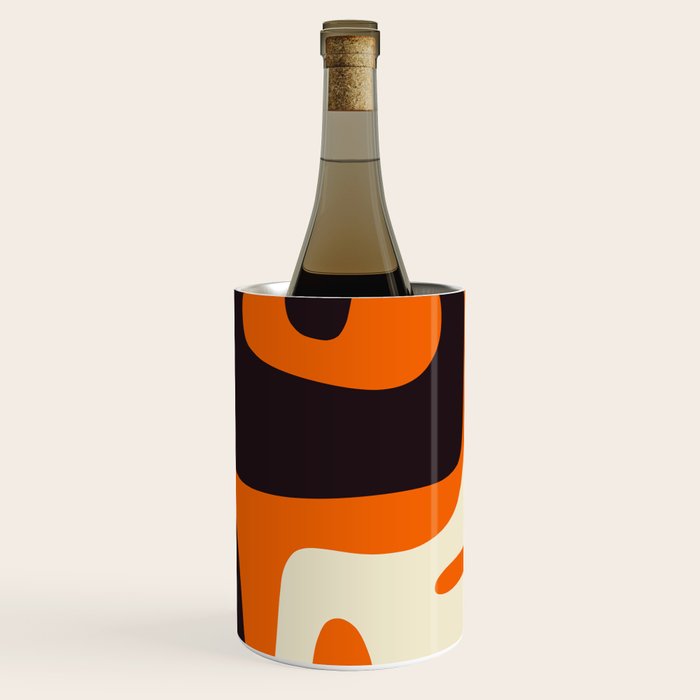 Mid Century Modern Mythos Abstract Black Orange Cream Wine Chiller Gallery Image 3