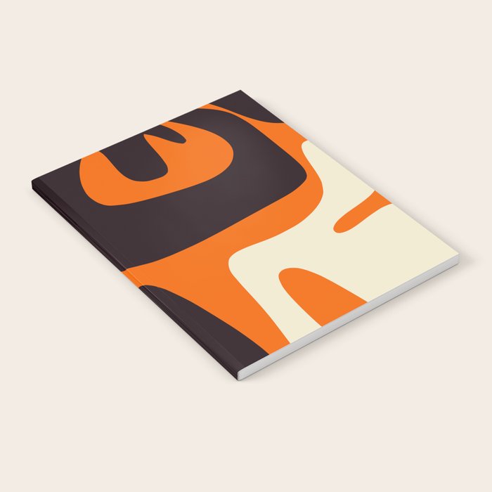 Mid Century Modern Mythos Abstract Black Orange Cream Notebook Gallery Image 2