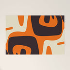 Mid Century Modern Mythos Abstract Black Orange Cream Welcome Mat Gallery Image 1