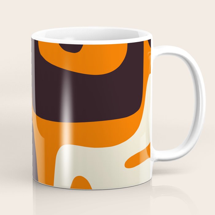 Mid Century Modern Mythos Abstract Black Orange Cream Coffee Mug Gallery Image 1
