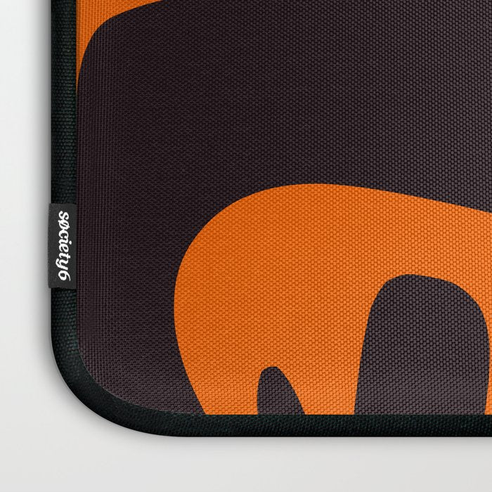 Mid Century Modern Mythos Abstract Black Orange Cream Laptop Sleeve Gallery Image 3