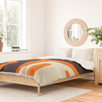 Mid Century Modern Mythos Abstract Black Orange Cream Duvet Cover Gallery Image 2