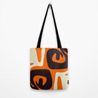 Mid Century Modern Mythos Abstract Black Orange Cream Tote Bag Gallery Image 2