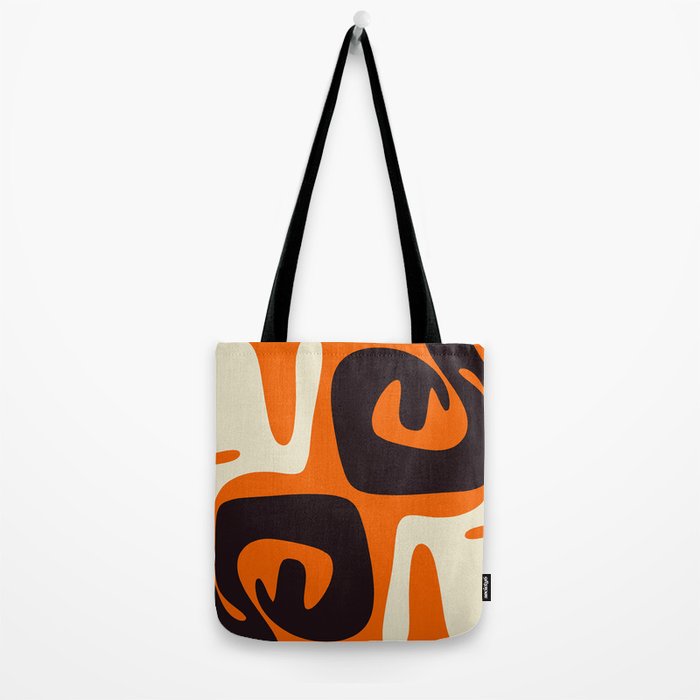 Mid Century Modern Mythos Abstract Black Orange Cream Tote Bag Gallery Image 2