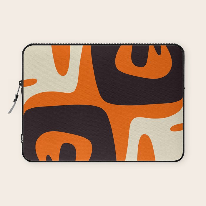 Mid Century Modern Mythos Abstract Black Orange Cream Laptop Sleeve Gallery Image 1