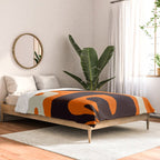 Mid Century Modern Mythos Abstract Black Orange Cream Comforter Gallery Image 2