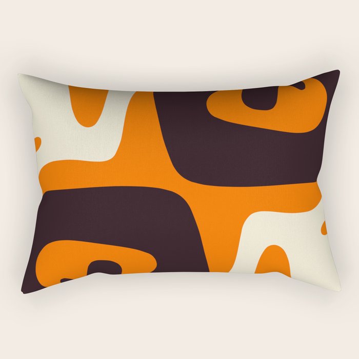 Mid Century Modern Mythos Abstract Black Orange Cream Rectangular Pillow Gallery Image 1