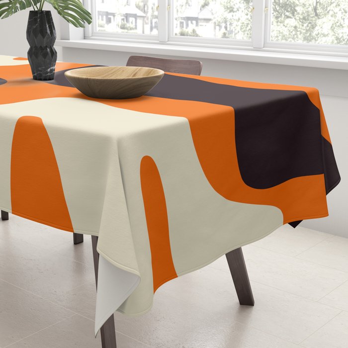 Mid Century Modern Mythos Abstract Black Orange Cream Tablecloth Gallery Image 3