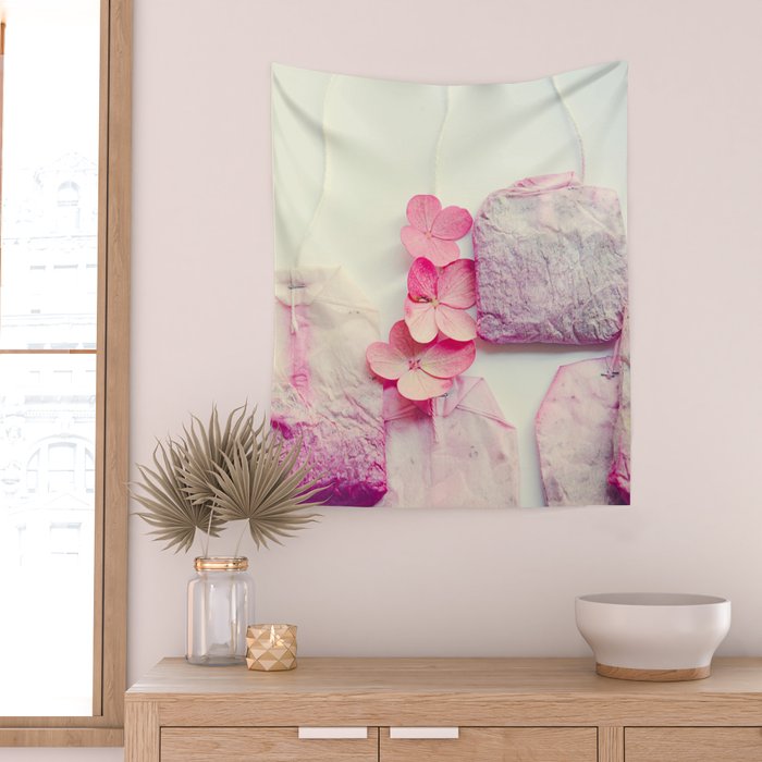 The Art of Tea - white still life photograph wall decor Wall Tapestry Gallery Image 2