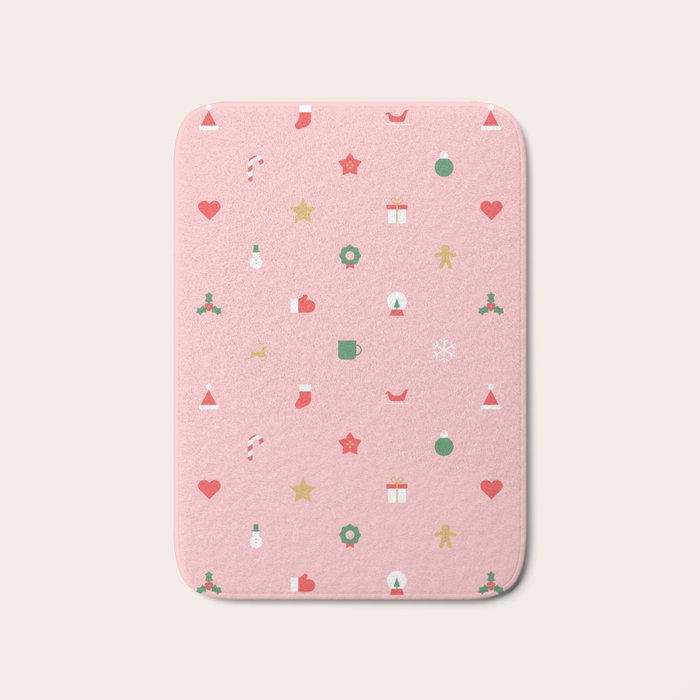 Retro christmas ornament decoration pattern Bath Mat Gallery Image 1