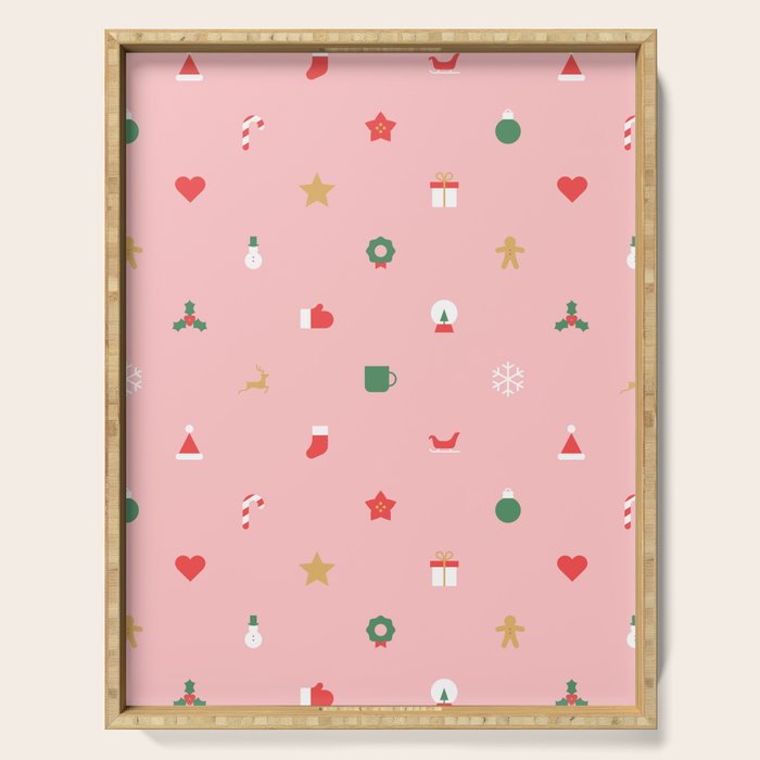 Retro christmas ornament decoration pattern Serving Tray Gallery Image 1