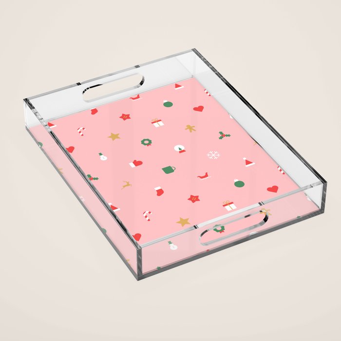 Retro christmas ornament decoration pattern Acrylic Tray Gallery Image 1