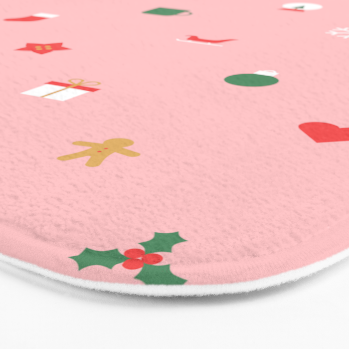Retro christmas ornament decoration pattern Bath Mat Gallery Image 3