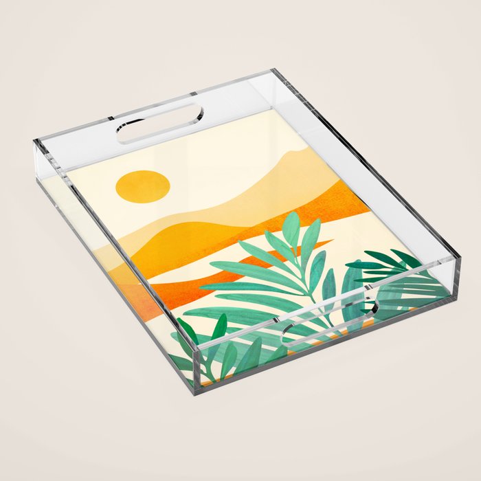 Golden Alpine Sunset Landscape Acrylic Tray Gallery Image 1