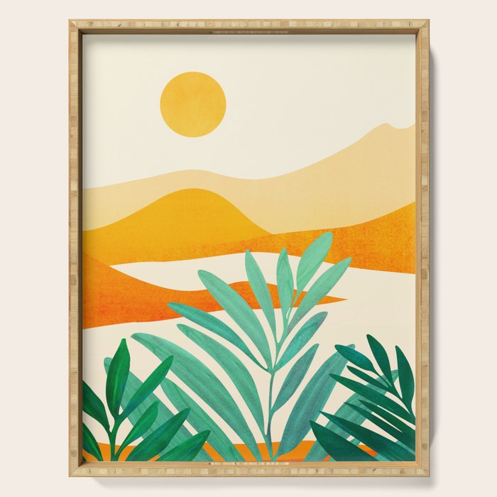 Golden Alpine Sunset Landscape Serving Tray Gallery Image 1
