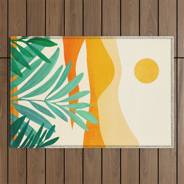 Golden Alpine Sunset Landscape Outdoor Rug Gallery Image 1