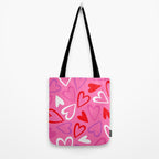 Pink love heart cartoon pattern Tote Bag Gallery Image 2