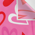Pink love heart cartoon pattern Wall Tapestry Gallery Image 3