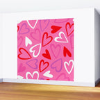 Pink love heart cartoon pattern Wall Mural Gallery Image 2