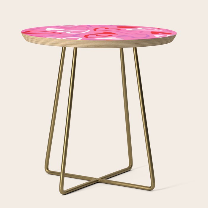 Pink love heart cartoon pattern Side Table Gallery Image 1