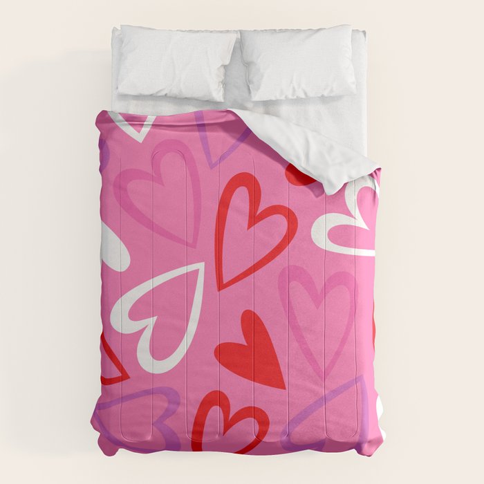 Pink love heart cartoon pattern Comforter Gallery Image 6