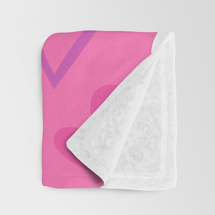 Pink love heart cartoon pattern Throw Blanket Gallery Image 3