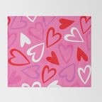 Pink love heart cartoon pattern Throw Blanket Gallery Image 2
