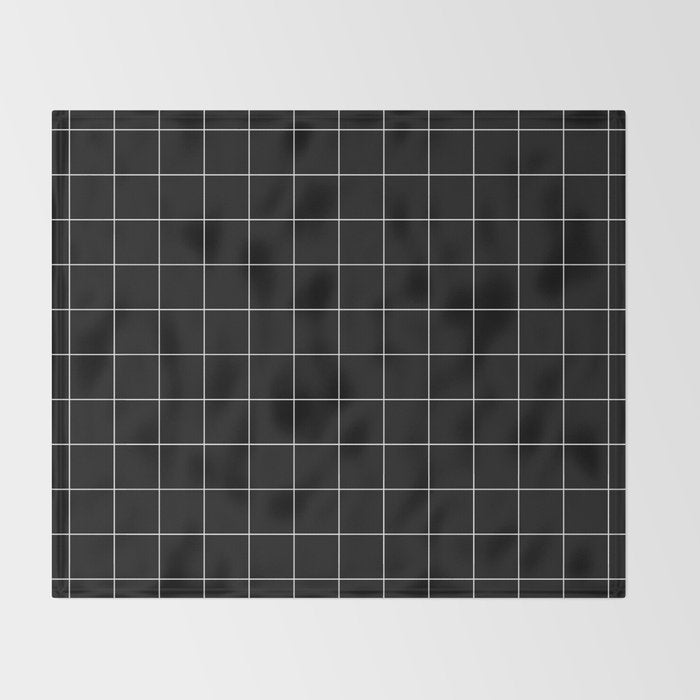 Windowpane Check Grid (white/black) Throw Blanket Gallery Image 2