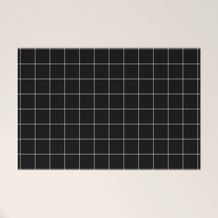 Windowpane Check Grid (white/black) Welcome Mat Gallery Image 1