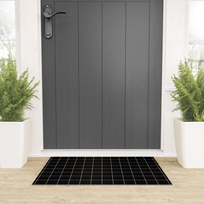 Windowpane Check Grid (white/black) Welcome Mat Gallery Image 3