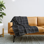 Windowpane Check Grid (white/black) Throw Blanket Gallery Image 1