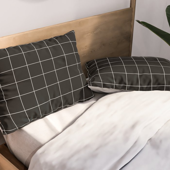 Windowpane Check Grid (white/black) Pillow Sham Gallery Image 2