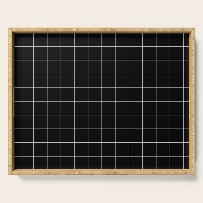 Windowpane Check Grid (white/black) Serving Tray Gallery Image 1