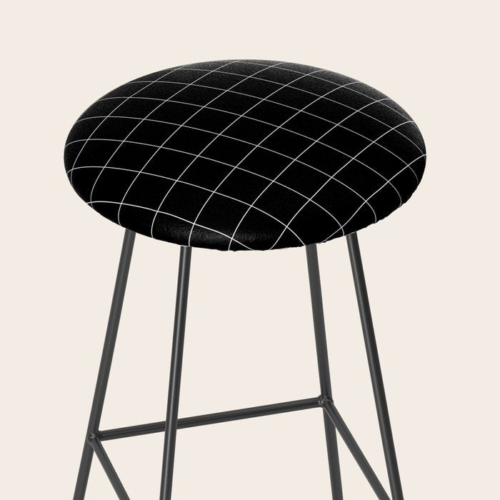 Windowpane Check Grid (white/black) Stool Gallery Image 2
