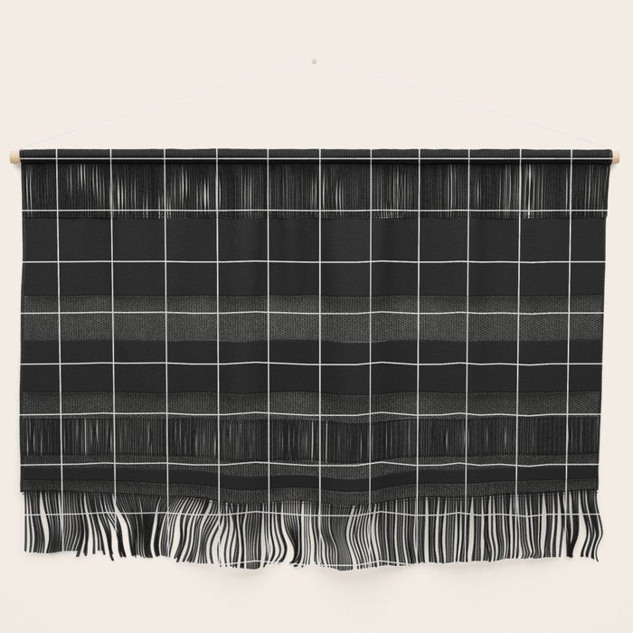 Windowpane Check Grid (white/black) Wall Hanging Gallery Image 1