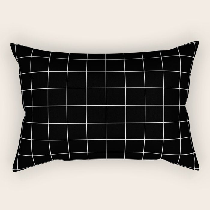 Windowpane Check Grid (white/black) Rectangular Pillow Gallery Image 1
