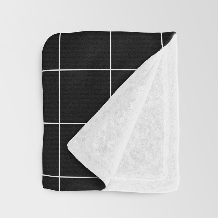 Windowpane Check Grid (white/black) Throw Blanket Gallery Image 3