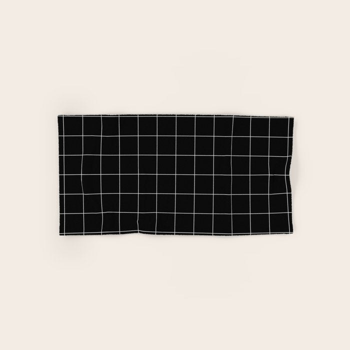 Windowpane Check Grid (white/black) Bath Towel Gallery Image 1