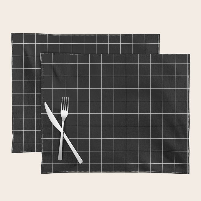 Windowpane Check Grid (white/black) Placemat Gallery Image 1