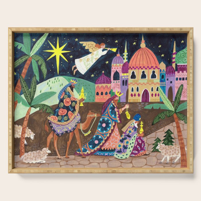 The three Wise Men in Bethlehem Serving Tray Gallery Image 1