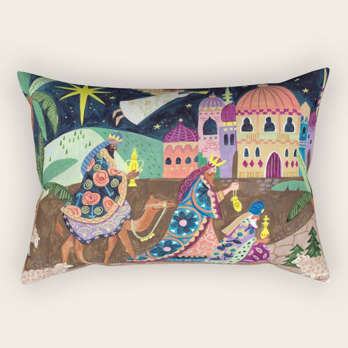 The three Wise Men in Bethlehem Rectangular Pillow Gallery Image 1