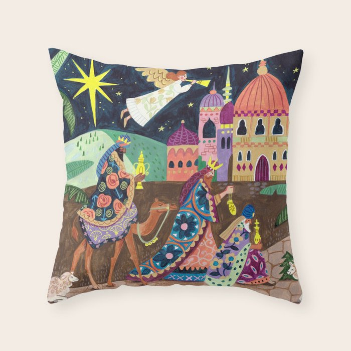The three Wise Men in Bethlehem Throw Pillow Gallery Image 6
