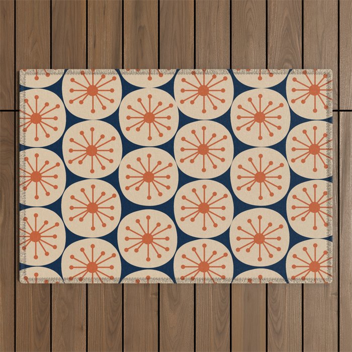 Atomic Dots Retro Geo Pattern in Mid Mid Orange, Beige, and Navy Blue ...