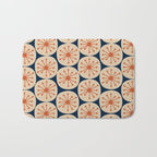 Atomic Dots Retro Geo Pattern in Mid Mid Orange, Beige, and Navy Blue Bath Mat Gallery Image 1