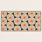 Atomic Dots Retro Geo Pattern in Mid Mid Orange, Beige, and Navy Blue Desk Mat Gallery Image 3