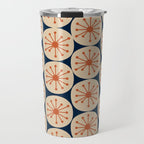 Atomic Dots Retro Geo Pattern in Mid Mid Orange, Beige, and Navy Blue Travel Mug Gallery Image 1